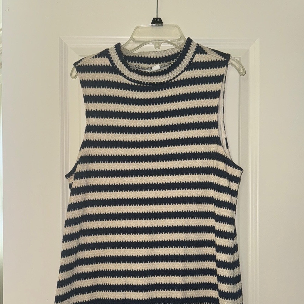 Striped Sleeveless Dress- Navy and White